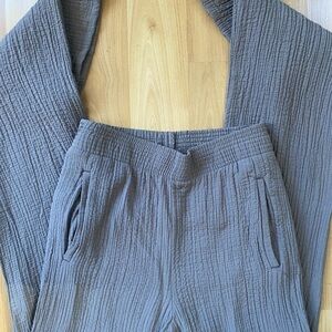 Zara Gray / brown Textured Wide-Leg Trousers